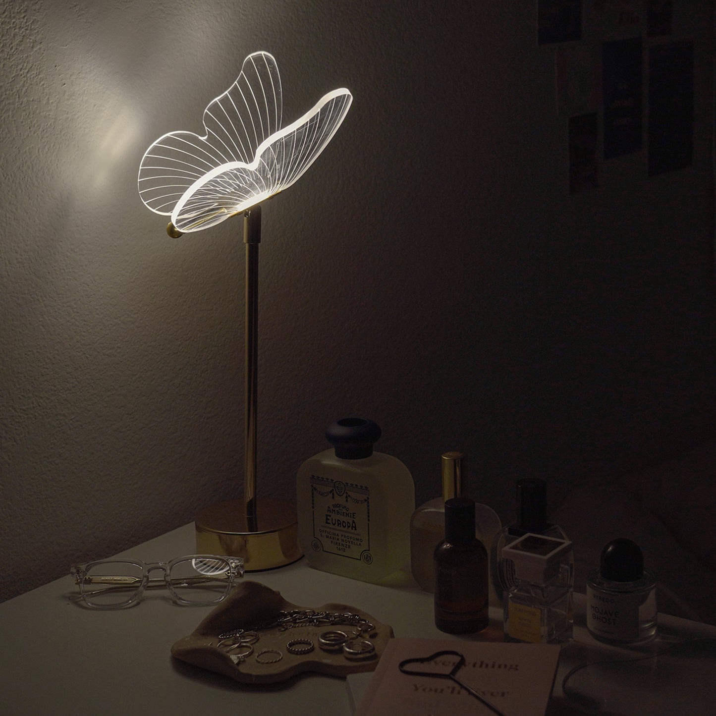 butterfly shape night light with gold stand