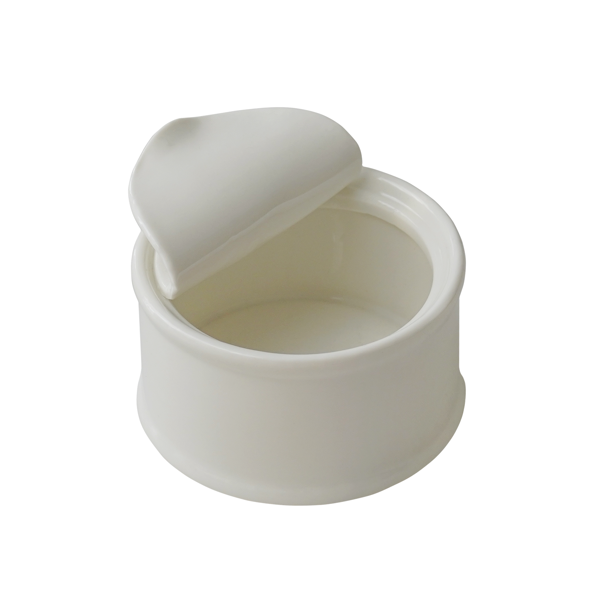 white ceramic can shaped bowl