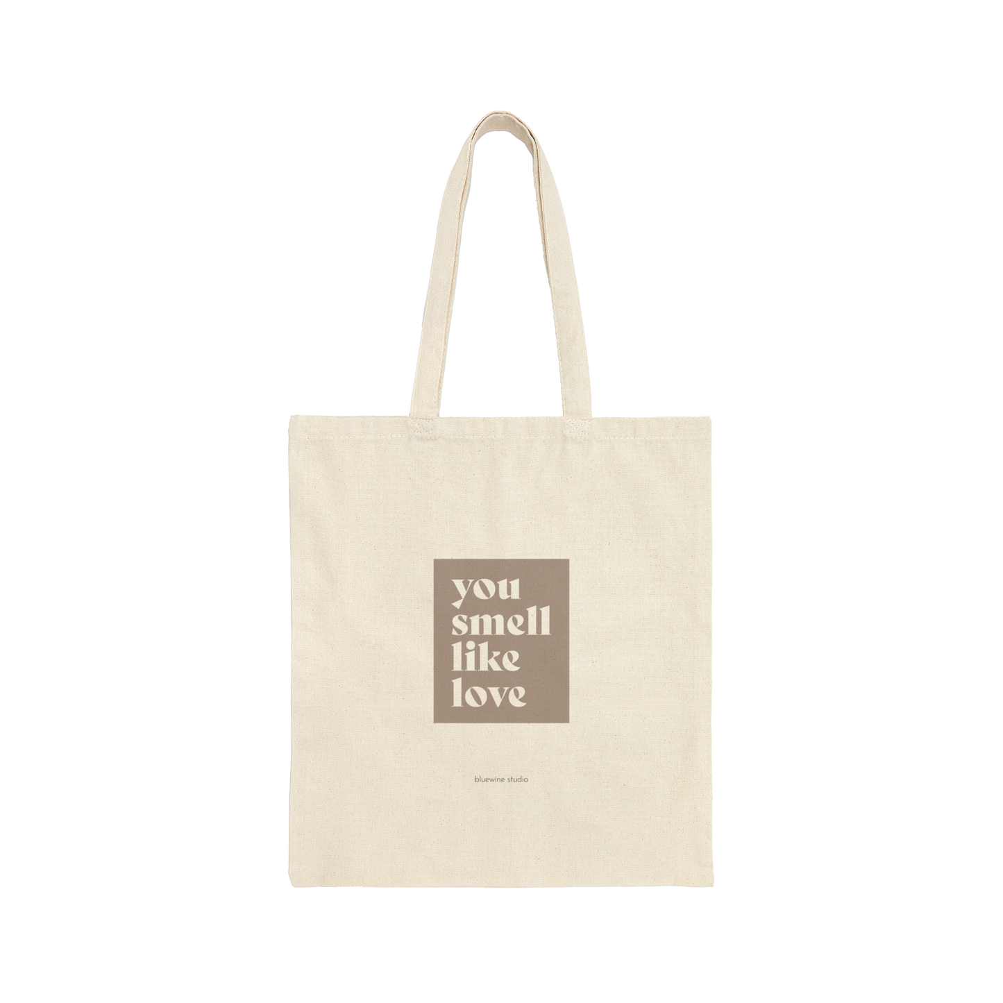 you smell like love neutral beige eco-friendly canvas tote bag